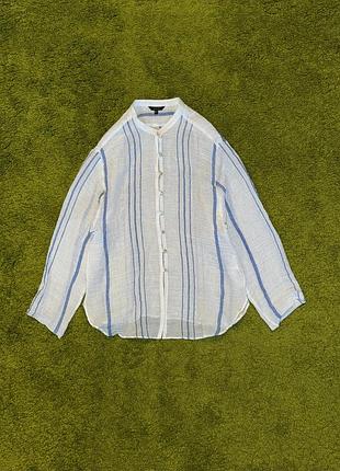 Massimo dutti стильна льняна блузка сорочка зі свіжих колекцій