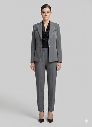 Женский классический костюм-двойка just woman с бахромой (пиджак + брюки)