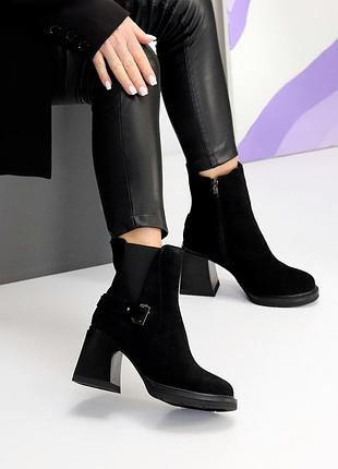 Ботинки - ботльоны зимние из натуральной кожи/замши, внутри полушерсть