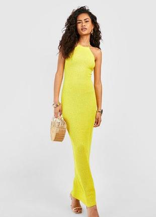 Вязана сукня,лимонна сукня