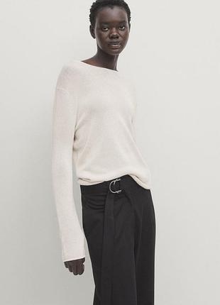 Бавовняний молочний светр massimo dutti джемпер пуловер 100% бавовна
