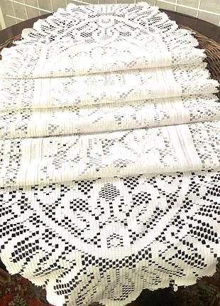 Большая кружевная дорожка -белая-175х35 см