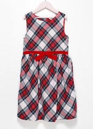 Рождественское новогоднее платье сарафан в клетку на девочку от h&amp;m