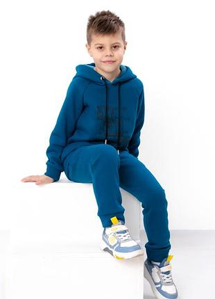 Теплий костюм для хлопчика: худі з написом та однотонні штани  , носи своє, 1450 грн