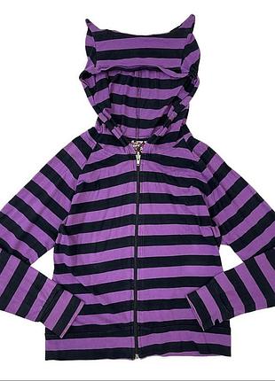 Зіпка кофта з вушками полосата banned alternative gothic emo