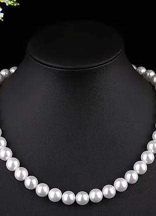Намисто білі перлини siena довжина 40 см намистинка 8 мм