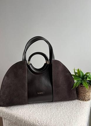 Сумка женская karya натуральная кожа и замша шоколад (2562-4)