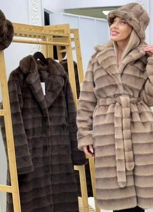Шуба довга з екохутра