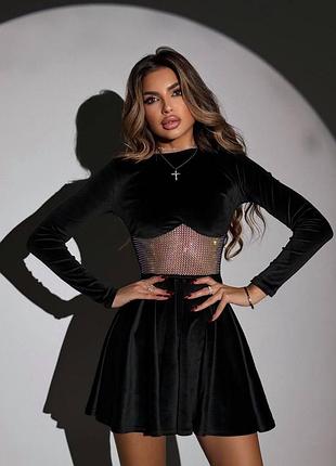 Жіноча міні сукня з сіткою чорна