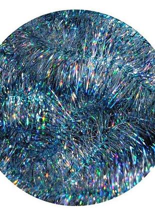 Мешура пухн. l=2,4м d=50мм серебряная с синими кинч. 10шт тм яблонский
