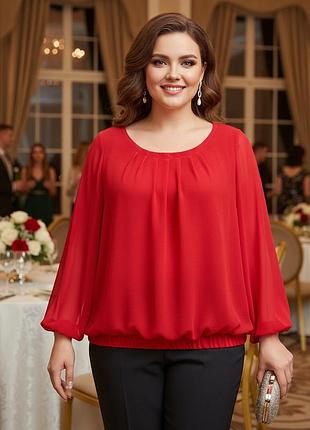 Блузка блуза нарядна довгий рукав розмір 4xl-5xl (56-58-60)