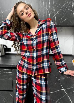 ⭐⭐⭐⭐⭐ 
жіноча фланелева піжама в клітинку  do2805/1