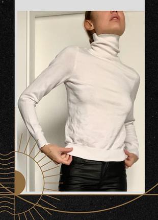 Білий гольф горло светр кофта вʼязаний довгий рукав водолазка віскоза бавовна oldmoney other