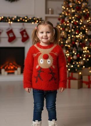 Зимова новорічна кофта на 3-4 роки 104 см різдвяна кофтина травка