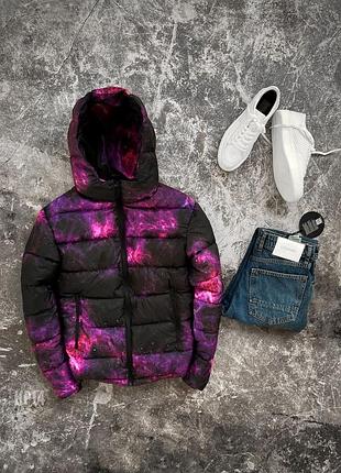 Тепла чоловіча куртка-пуховик з капюшоном різнокольорова,ексклюзивна зимова модель верхнього одягу