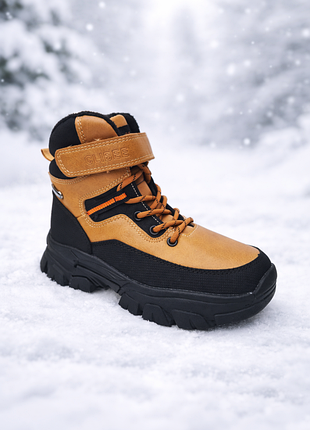 Ботинки ботинки детские зимние для мальчика camel,рыжи,теплые на замочке и липучке, гибкие, мягкие и удобные