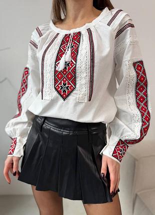 Накладной платеж ❤ турецкий оверсайз блузка блузка вышиванка с рукавами фонариками и кружевом