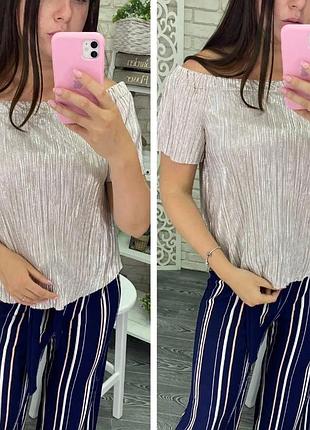 💥1+1=3 блестящая серебристо-розовая блуза new look, размер 48 - 50