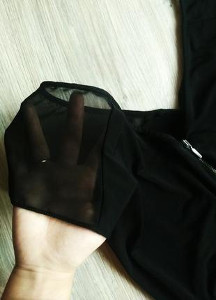Черный брючный комбинезон с замком с сеткой на плечах комбинезон с брюками штанами3 фото
