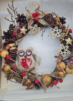 Новогодний венчик ручной работы