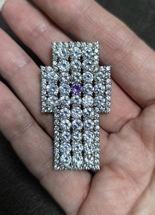 Роскошный серебряный кулон-крест 925 пробы (италия)