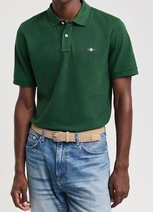 Поло мужское хлопковое gant размер l зеленого цвета