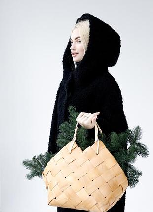 Натуральна шуба з капюшоном