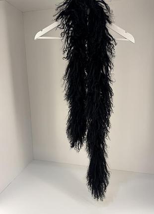 Розкішний шарф з натурального хутра лами чорний