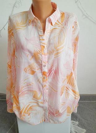 Сорочка з довгим рукавом з рожево- оранжевим принтом від бренду peacocks
