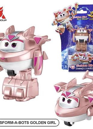 Фигурка-трансформер супер крыла золотая девочка super wings golden girl оригинал мини серия 6см
