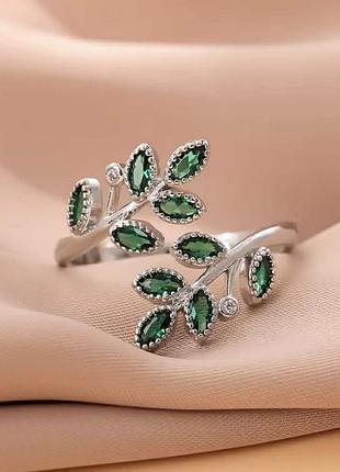 Срібна каблучка гілочка з цирконом 925