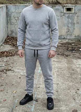 Теплий базовий костюм утеплений світшот і штани повсякденний спортивний комплект кофта без капюшона джогери з начосом зимовий осінній весняний