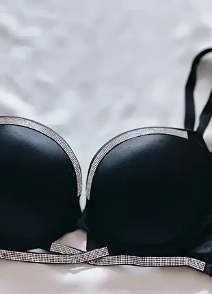 Бюстгальтер fnniss чорний — push-up, гладкі чашки зі стразами
