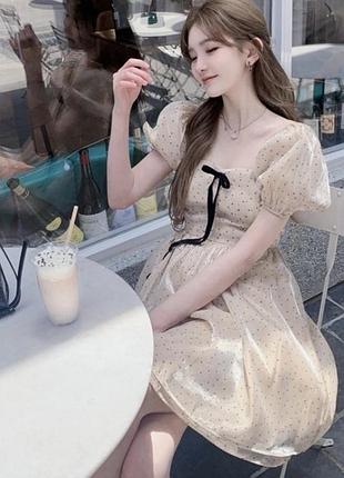 Дуже мила ніжна витончена лялькова пишна сукня  плаття в дрібний горошок