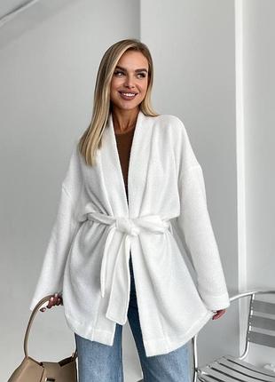 Жіночий кардиган з поясом з ангори травка, 5 кольорів