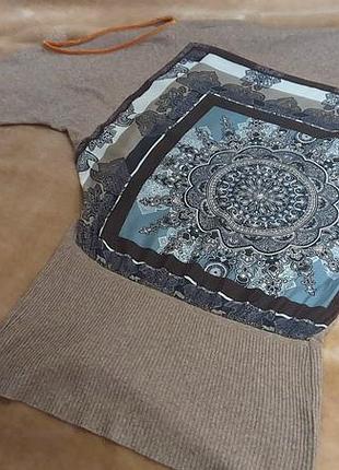 Невероятная комбинированная асимметричная дизайнерская туника (шерсть и шелк)