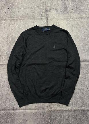 Светр polo ralph lauren з вовни мерино темно-сірий s-m