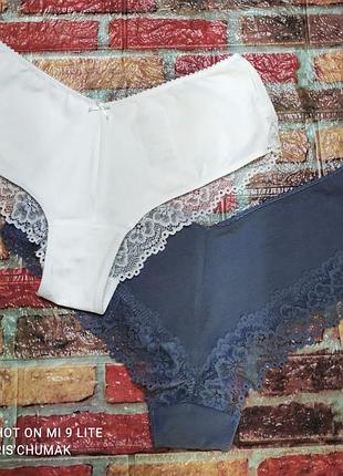 Арт.0656 набір 2шт трусики бразиліана бавовняні з мереживом від h&m розмір євро м
