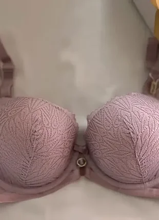 Бюстгальтер weiyesi пудровый - кружевной push-up с косточками