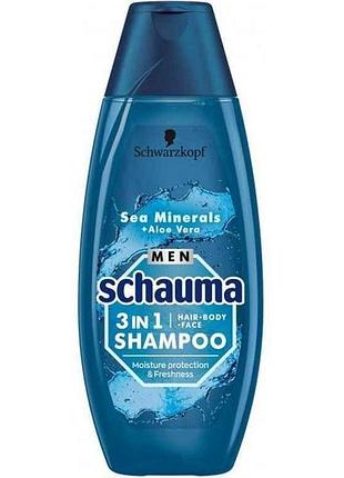Шампунь д/мужчин men 3-в-1 морские минералы и алоэ вера 400 мл тм schauma