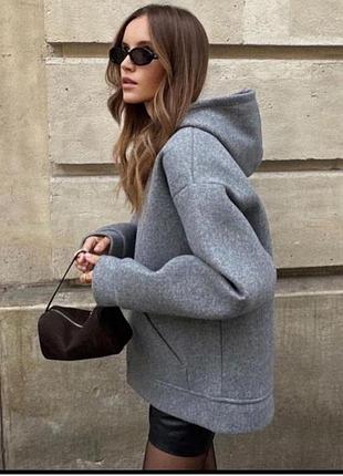 Сіра зіп худі з неопрену zara