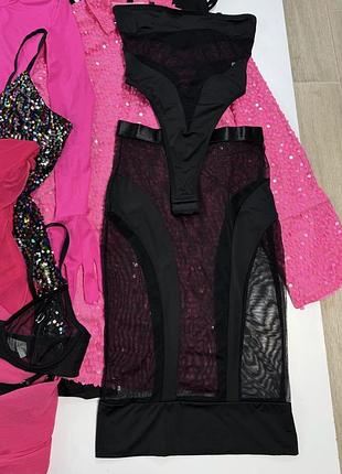 Комплект нижнего белья,костюм юбка и боди на фотосессию,вечерний,сетка,с открытыми плечами