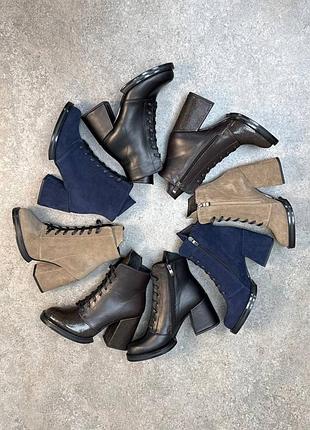 Жіночі ексклюзивні черевики із натуральної шкіри лак шоколад / замша