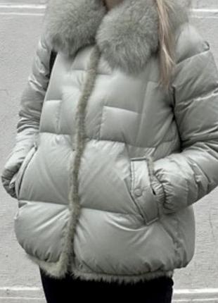 Пуховик натуральний пух 100 % песец хутро