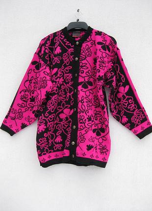 Шикарний вінтажний гарний теплий кардиган яскравий з візерунком foggara made in england