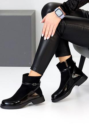 Жіночі демі черевики в чорному кольорі еко замша, еко шкіра 36;37;38;39;40 розміри