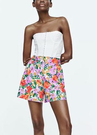 Шорти в принт віскоза/льон