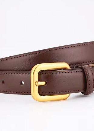 Ремінь натуральна шкіра спліт пояс пасок жіночий коричневий шкіряний стильний базовий ремінець