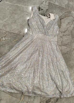 Платье, платье белое с пайетками grace karin новое.