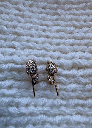 Сережки квіточка тюльпани медичний сплав позолотка xuping